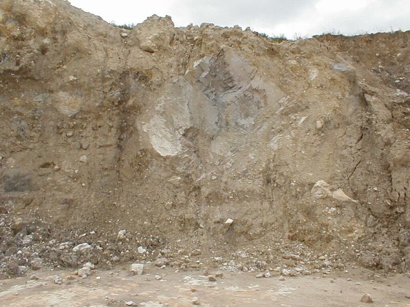 impact ejecta as waste material in a limestone quarry, Ries crater
