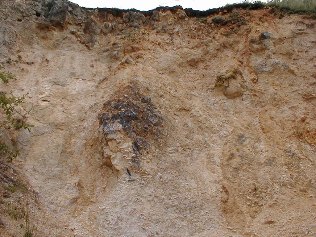Ries crater, Iggenhausen dislocated megablock, monomictic movement breccia, detail