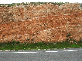 interbedding of suevite layers near Fuentes Calientes, Rubielos de la Cérida impact basin