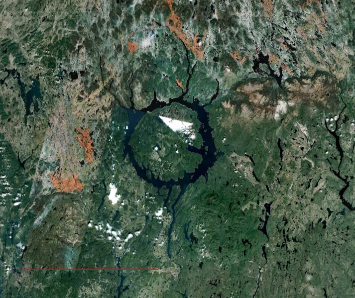 Manicouagan impact structure, Google Earth image