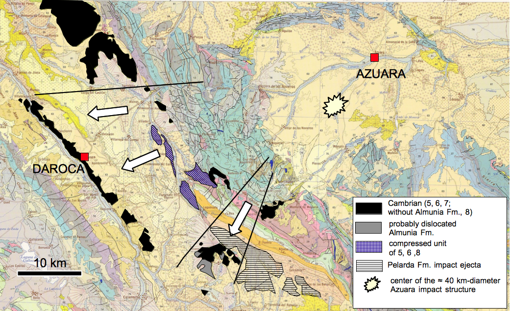 Daroca thrust model in the geological map