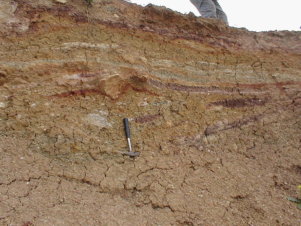 Ries impact crater, Bunte breccia ejecta, flow texture, Ronheim quarry