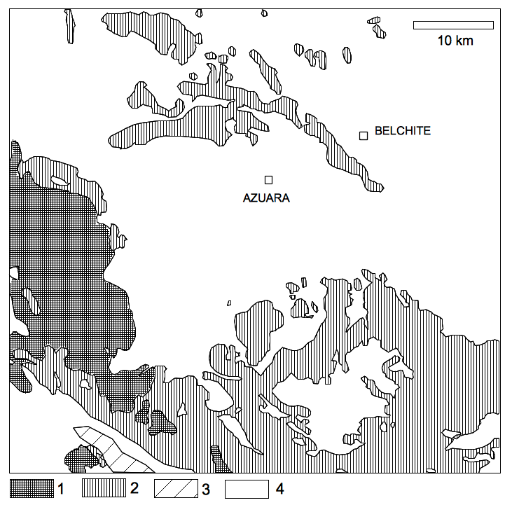 Azuara impact structure geologic sketch map
