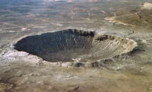 aerial view of the Meteor crater, Arizona