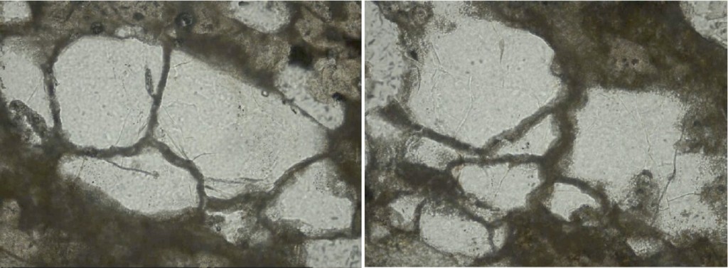 open glass-filled fractures, spallation effect in quartz grains, Chiemgau impact event