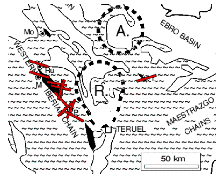 location map for outcrops of subparallel fracturing, quartzite conglomerates
