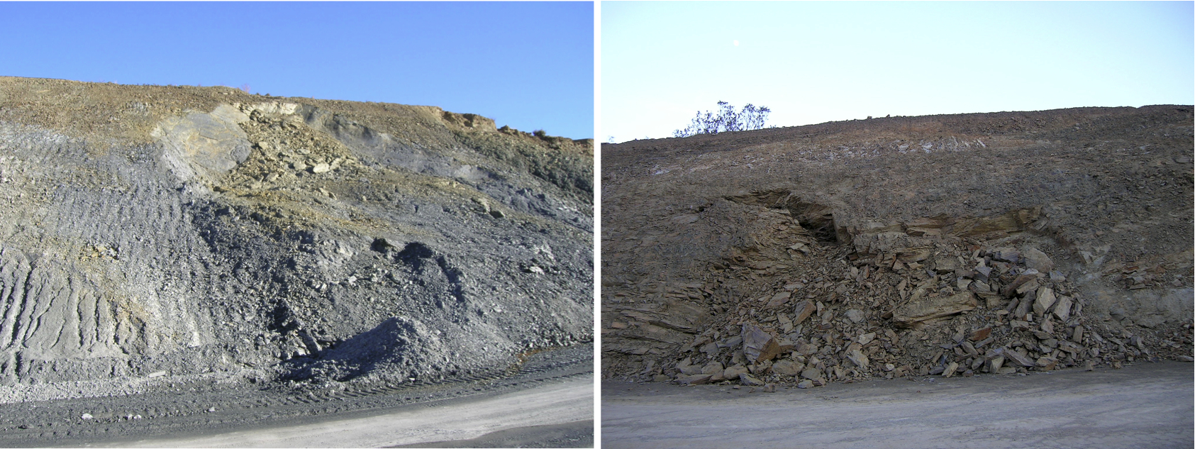 examples of landslides in the course of the Autovía Mudéjar road construction