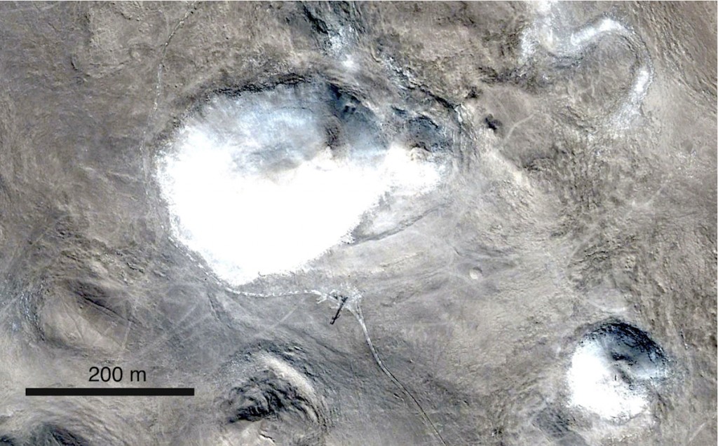 Google Earth imagery of five Quillagua craters