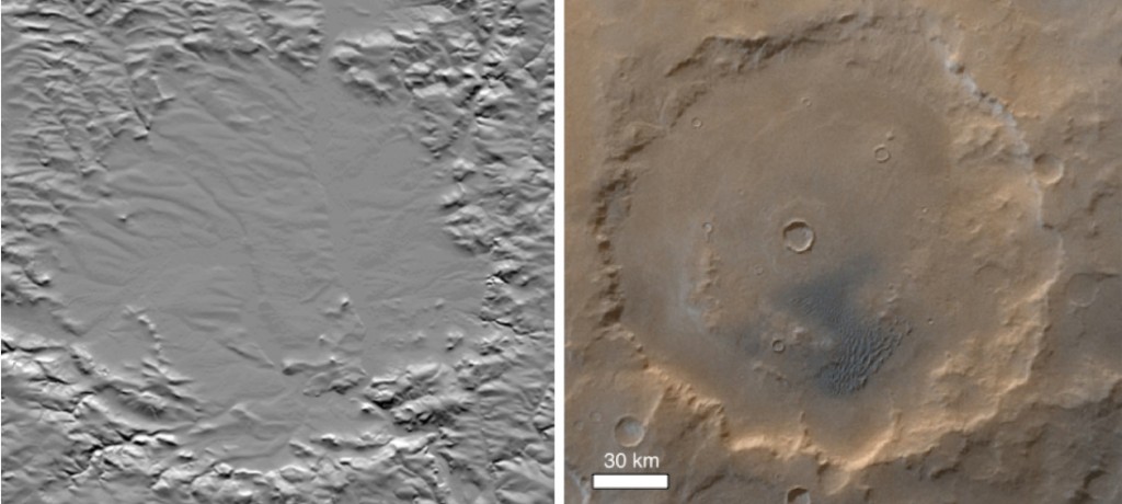 comparison of the Ries impact crater Germany and the Kaiser crater on Mars