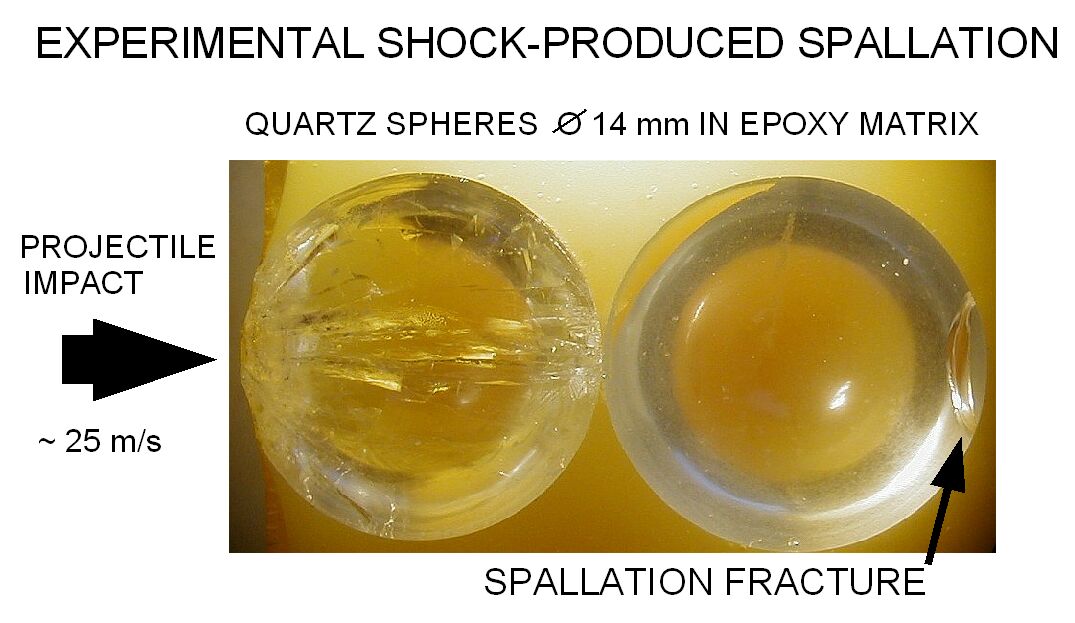 experimental shock spallation quartz