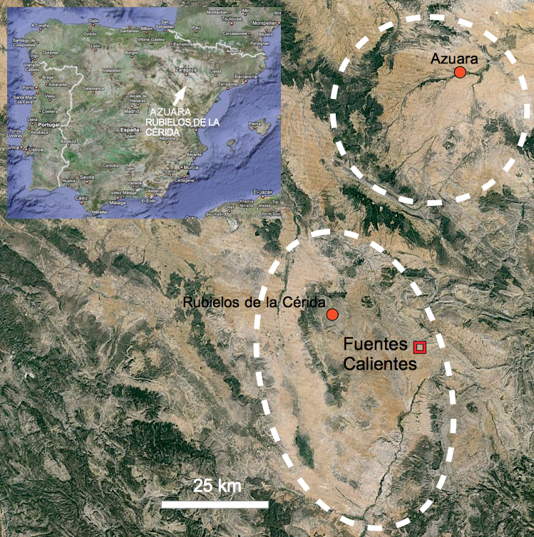 location map Azuara Rubielos-de-la-Cérida impacts Spain