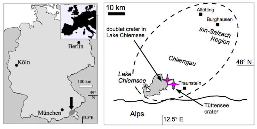 Chiemgau impact location map pink quartz