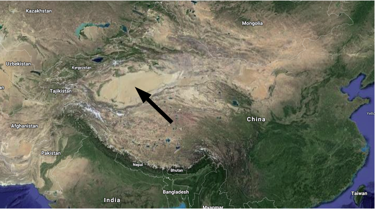 Taklamakan Desert basin in China
- possible mega-impact