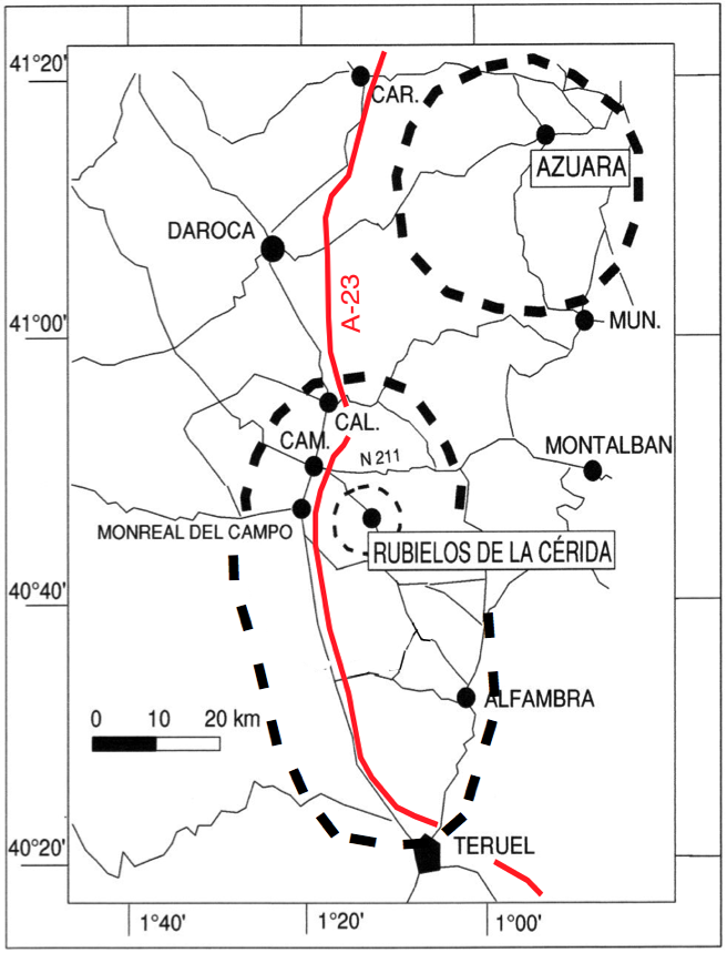 General map Azuara Rubielos de la Cérida